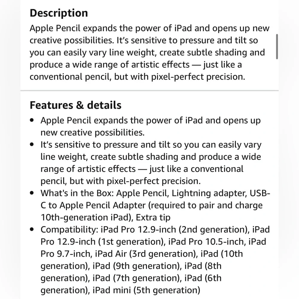 Apple Pencil (1st Generation) - Includes USB-C to Pencil Adapter